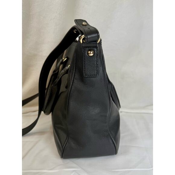KATE SPADE Bow Black Leather Tote Shoulder Strap Bag Purse Primrose Hill Goldie - Picture 4 of 11
